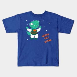 Funny dinosaur in space. Dinosaur in outer space Kids T-Shirt